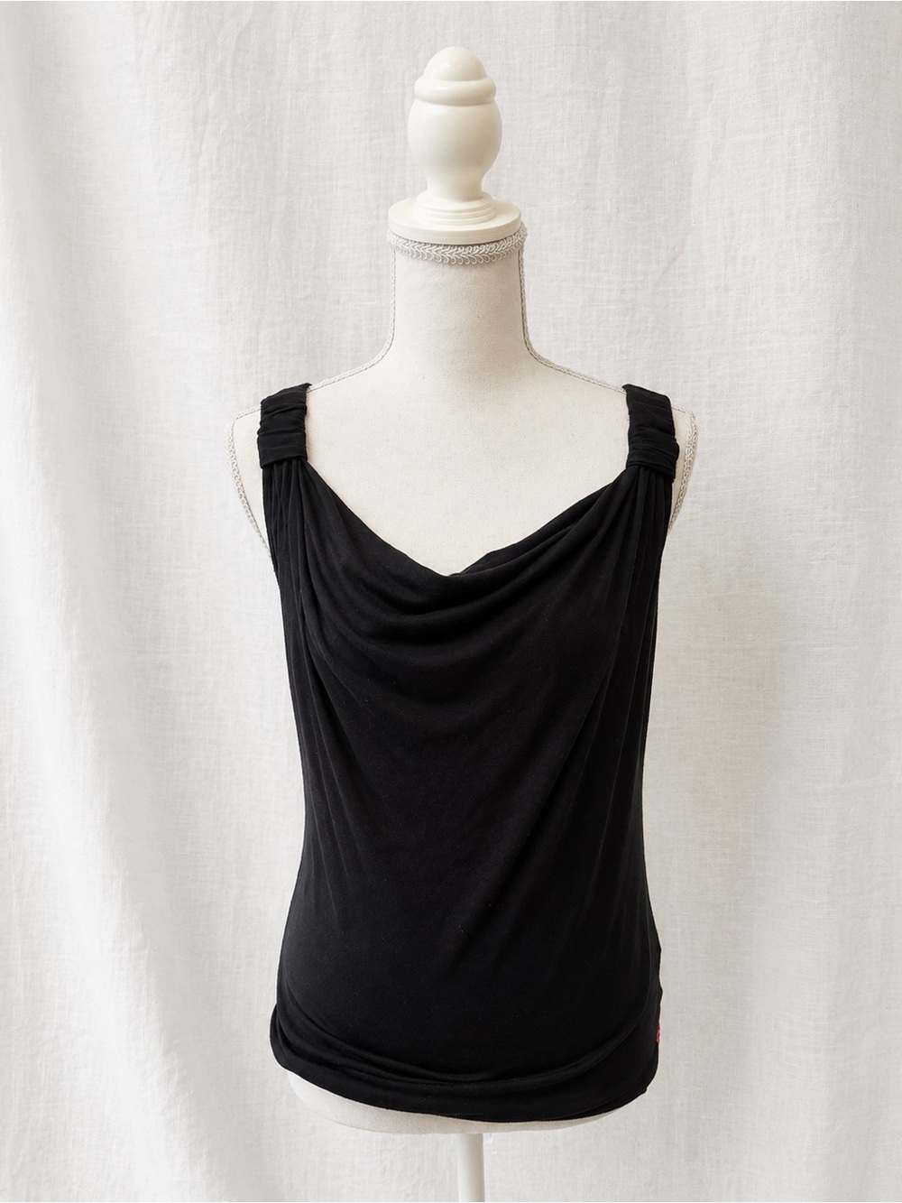 Ellen Tracy Black Draped Sleeveless Tank